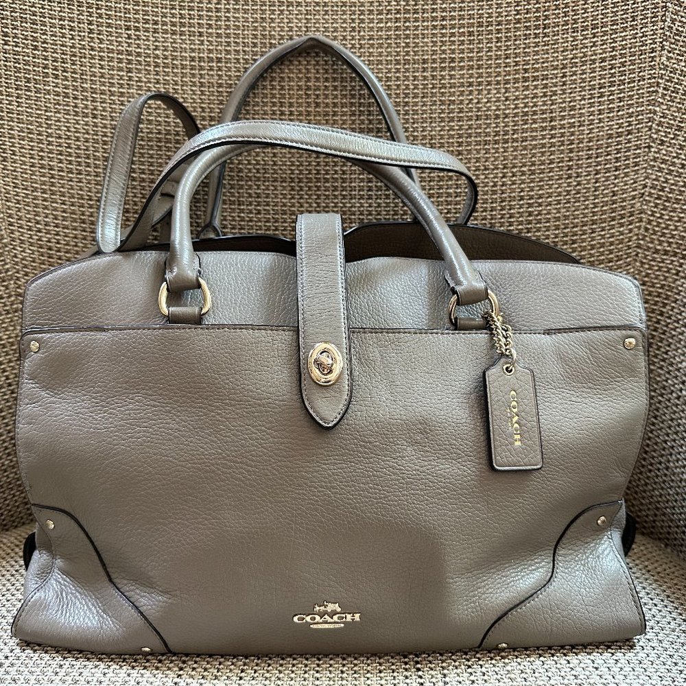 COACH Authentic Mercer Satchel in Gray Grain Leather